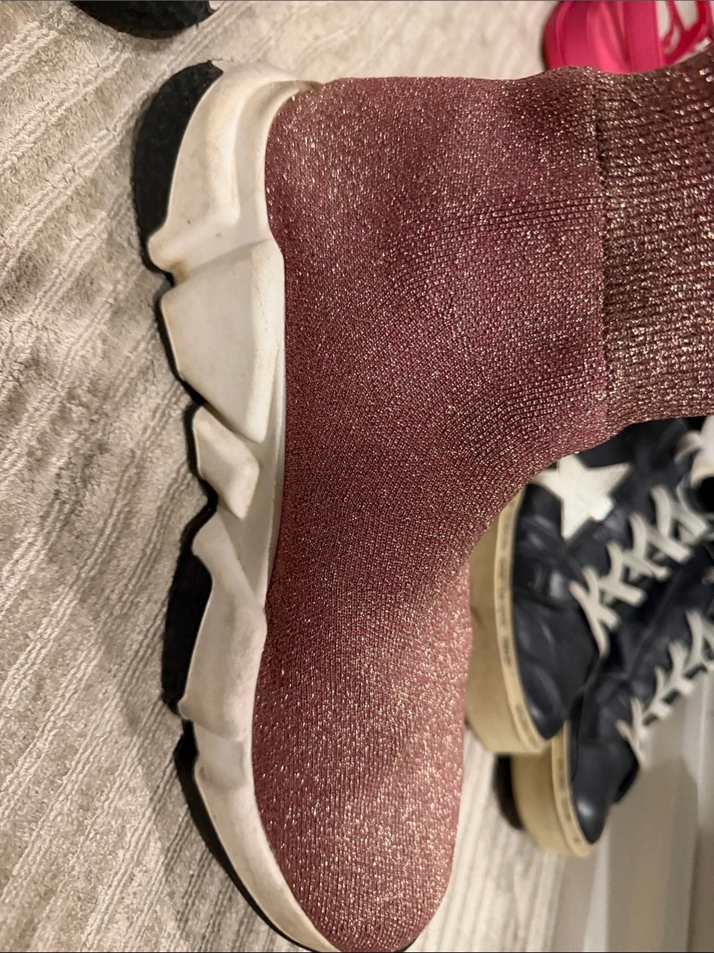 Balenciaga Metallic Pink Knit Sneaker